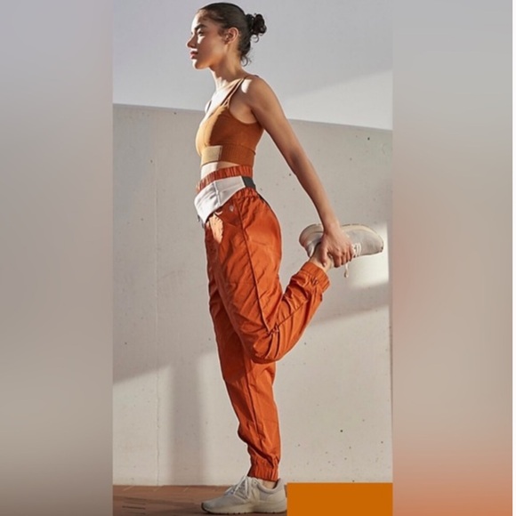 NWOT Free People The Way Home Joggers Orange Brick Rust Copper Brown Track Pants - Picture 2 of 8